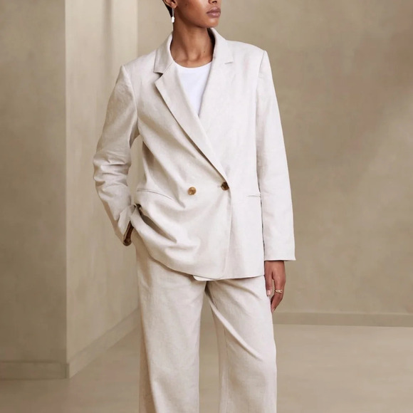 Banana Republic Factory Jackets & Blazers - Banana Republic Linen-Blend Double Breasted Blazer